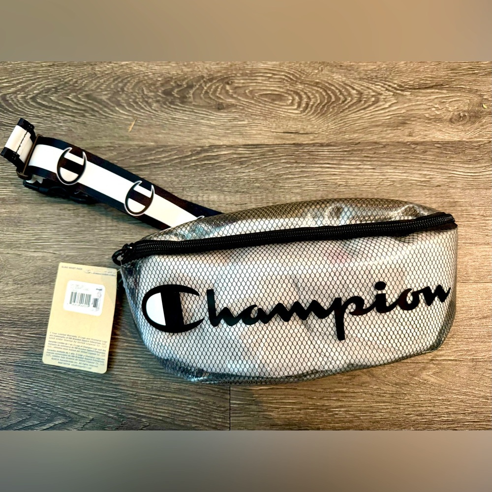 Champion Script Logo Clear Transparent Crossbody Fanny Pack Sling Hip Bag
